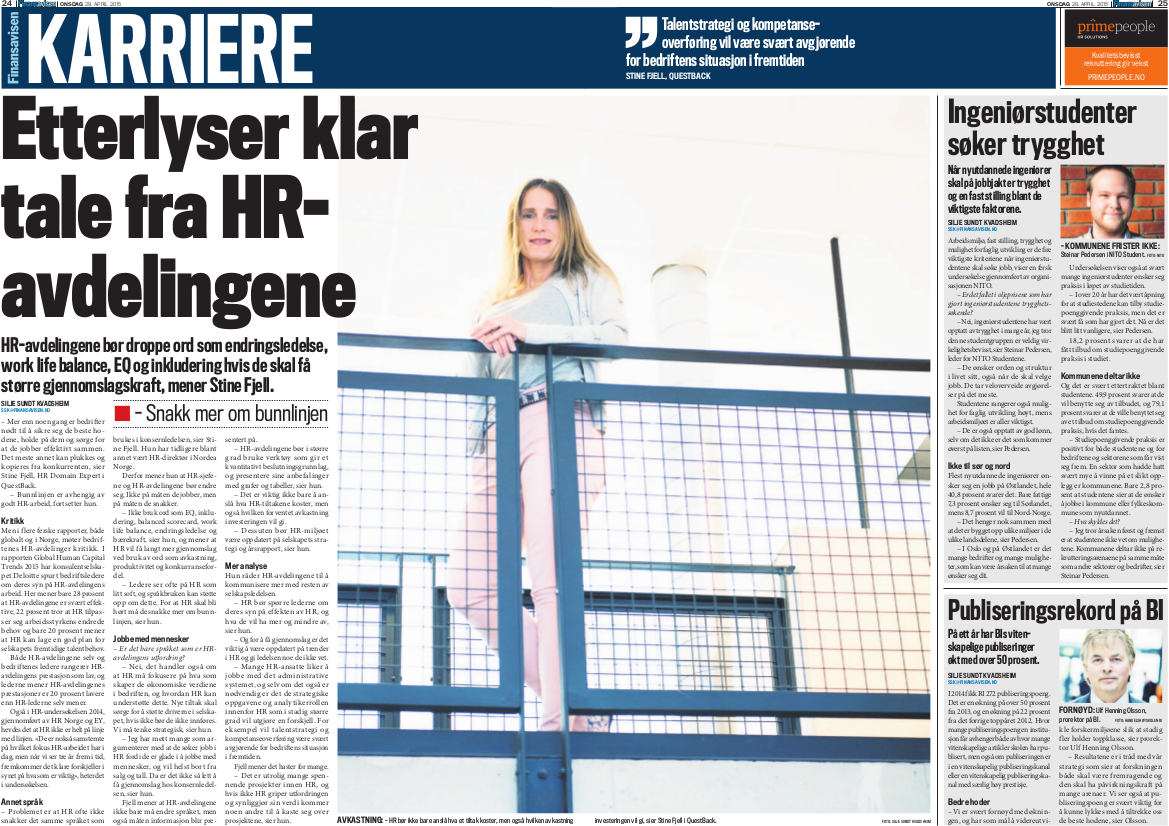 2015 04 29 Finansavisen Etterlyser klar tale