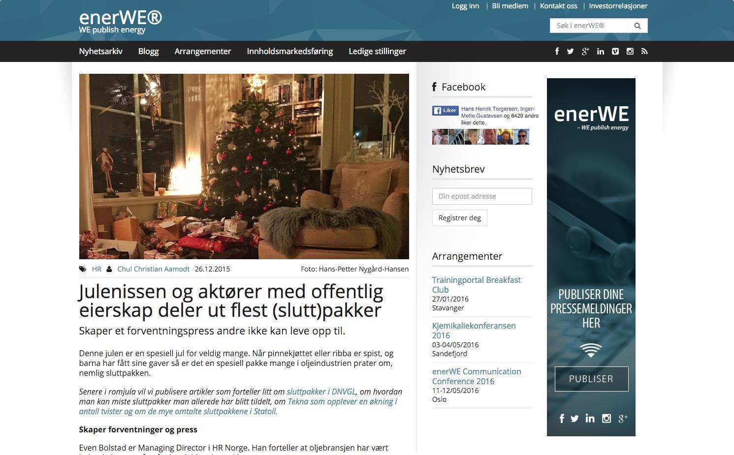 2015 12 26 Ener WE Julenissen og aktører med offentlig eierskap deler ut flest sluttpakker ener WE