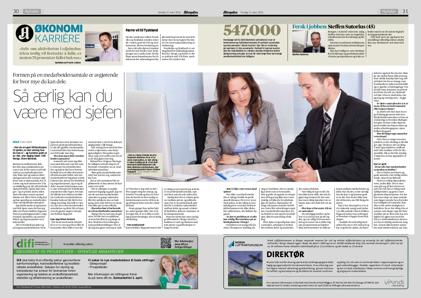 20160331 HRN Aftenposten Så ærlig kan du være med sjefen