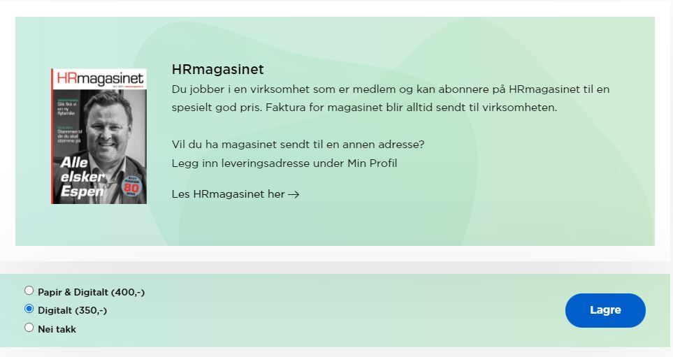 HRmagasinet for tilleggskontakt