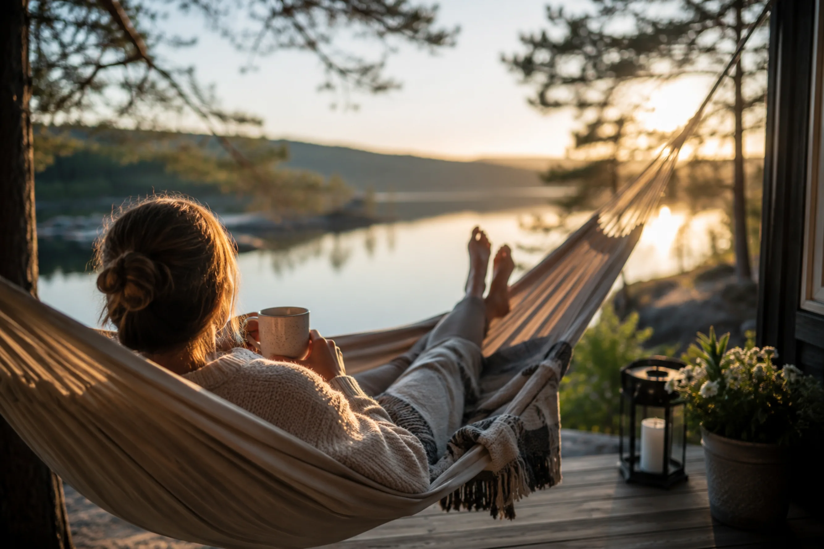 Sommer hengekoye solnedgang
